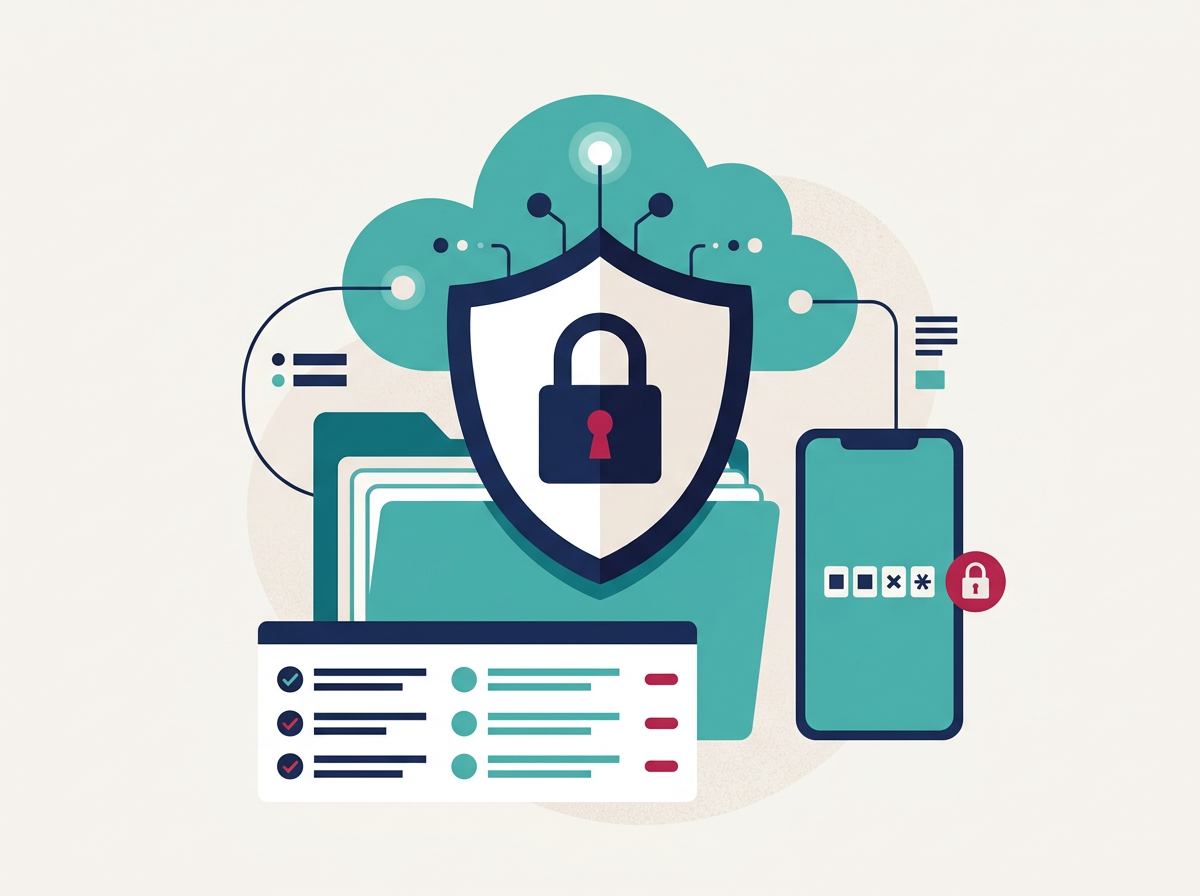 Shield and padlock protecting patient records